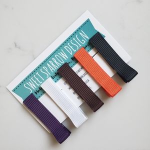 Grosgrain ribbon girls alligator hair clips, set of 5, no slip grip lined NWT